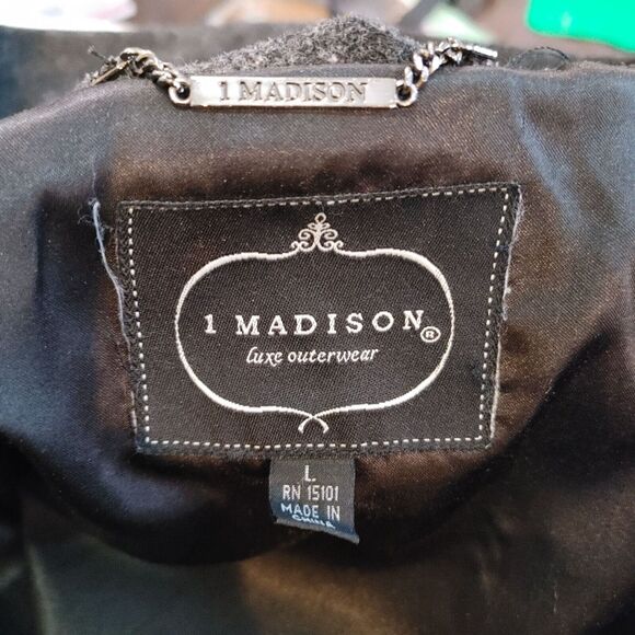 1 Madison Luxe Outerwear Womens L Whimsigoth Witchy Hooded Peacoat Jacket Gray - Picture 4 of 5